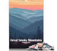 Puzzle 500 pièces en Bois représentant Le Parc National des Great Smoky Mountains, Jeu éducatif, Jouet de défi, Cadeau de Noël, 500 pièces (52 x 38 cm)