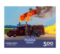 Puzzle 500 pièces en Bois représentant Un Camion de Pompiers, Jeu éducatif, Jouet de défi, Cadeau de Noël, 500 pièces (52 x 38 cm)