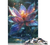 Puzzle 500 pièces en Cristal coloré, Motif Fleur carrée, pour Adultes et Enfants, Jeu de Puzzle en Bois 500 pièces (52 x 38 cm)