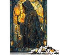 Puzzle 500 pièces en verre coloré « Magicien de feu » pour puzzles en bois, jeu éducatif pour adultes, 500 pièces (52 x 38 cm)