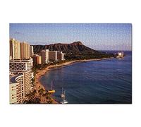 Puzzle 500 pièces, États-Unis, Amérique, Diamond Head, Oahu, Honolulu, Hawaï, Jeu, œuvre d'art, Souvenir de Voyage, 52 x 38 cm