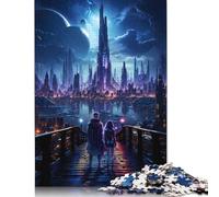 Puzzle 500 pièces Fantasy Future Cyber City Square pour Adultes, Puzzles en Bois, Jouet éducatif et éducatif (500 pièces, 52 x 38 cm)