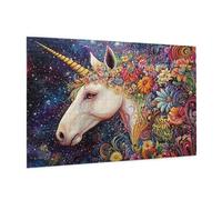 Puzzle 500 Pièces Fleur Puzzle Adultes Licorne Motif avec avec Boîte Cadeau, DIY Wooden Puzzl Enjoy Activités de défi Familial pour Tableau Decoration Murale, Cadeau Homme/Femme 52 x 38 cm -507Y
