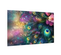 Puzzle 500 Pièces Fleur Puzzle Adultes Paon Motif avec avec Boîte Cadeau, DIY Wooden Puzzl Enjoy Activités de défi Familial pour Tableau Decoration Murale, Cadeau Homme/Femme 52 x 38 cm -574Y