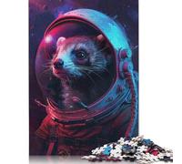 Puzzle 500 pièces Furet Astronaute Puzzles en Bois carrés créatifs pour Adultes Cadeaux de Noël 500 pièces (52 x 38 cm)