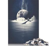 Puzzle 500 pièces Galaxie Lune Baleine pour Adultes et Adolescents, en Bois, Cadeaux de Noël, 500 pièces (52 x 38 cm)