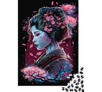 Puzzle 500 pièces Geisha Neon Cherry Blossom Square Puzzles pour Adultes et Puzzles en Bois Décoration d'intérieur Puzzle 500 pièces (52 x 38 cm)