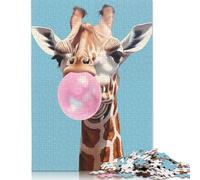 Puzzle 500 pièces Girafe soufflant du Chewing-Gum Puzzles pour Adultes Puzzles en Bois Puzzles pour Adultes Cadeaux 500 pièces (52 x 38 cm)