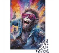 Puzzle 500 pièces Gorilles colorés pour Adultes, Puzzle en Bois, décoration d'intérieur, 500 pièces (52 x 38 cm)