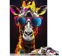 Puzzle 500 pièces Graffiti Girafe Nuances Puzzle pour Adultes Puzzles intéressants pour la réduction du Stress pour la Famille et Les Amis Cadeaux (52x38cm)