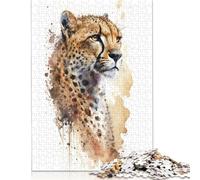 Puzzle 500 pièces Guépard carré pour adultes et puzzles en bois, décoration de la maison, puzzle 500 pièces (52 x 38 cm)