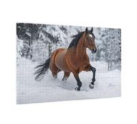 Puzzle 500 Pièces Hiver Puzzle Adultes Cheval Motif avec Avec Boîte Cadeau, DIY Wooden Puzzl Enjoy Activités de défi Familial pour Tableau Decoration Murale, Cadeau Homme/Femme 52 x 38 cm -99Y