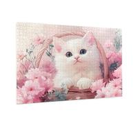 Puzzle 500 Pièces Intéressant Puzzle Adultes Chat Motif avec Avec Boîte Cadeau, DIY Wooden Puzzl Enjoy Activités de défi Familial pour Tableau Decoration Murale, Cadeau Homme/Femme 52 x 38 cm -1061Y