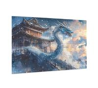 Puzzle 500 Pièces Japon Puzzle Adultes Dragon Motif avec avec Boîte Cadeau, DIY Wooden Puzzl Enjoy Activités de défi Familial pour Tableau Decoration Murale, Cadeau Homme/Femme 52 x 38 cm -987Y