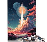 Puzzle 500 pièces Lancement de fusée Puzzle en Bois Puzzles intéressants pour réduire Le Stress Cadeaux de Vacances Cadeaux d'anniversaire 500 pièces (52 x 38 cm)