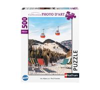 Puzzle 500 pièces Nathan Les Alpes Paul Fuentes Photo d'Art - blanc/bleu/vert/orange