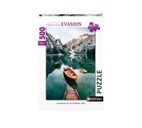 Puzzle 500 pièces - Les barques du lac de Braies, Italie - Nathan