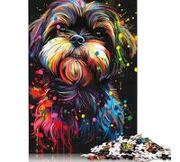 Puzzle 500 pièces Lhassa Apso en Bois, Art du Chien, Puzzle éducatif, Jeux de Famille, Cadeaux de Noël et d'anniversaire, 500 pièces (52 x 38 cm)