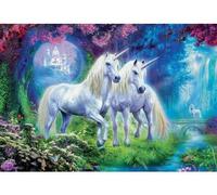 Puzzle 500 Pieces Licornes Blanches au Bord de la rivière - Puzzle Collection Animaux fantastiques avec Carte Tigre - Adulte - Enfant