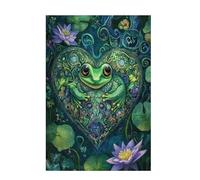 Puzzle 500 Pieces Lotus Puzzle Grenouille 500 Pièces Grand Adultes Difficile Jigsaw en Bois avec Boîte Cadeau, DIY Challenge Impossible Créatif Jeu pour Adulte, Decoration Maison 52x38cm D-800