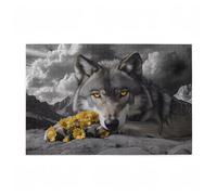 Puzzle 500 Pieces Loup Puzzle Fleur 500 Pièces Grand Adultes Difficile Jigsaw en Bois Avec Boîte Cadeau, DIY Challenge Impossible Créatif Jeu pour Adulte, Decoration Maison, Cadeau Femme 52x38cm D-218