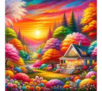Puzzle 500 pièces,Maison Fleurie d'automne Puzzle Adulte,Divertissement créatif,Puzzles Classiques pour Adultes et Enfants à partir de 14 Ans,Décoration Murale Artistique