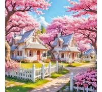 Puzzle 500 pièces,Maisons aux Arbres Roses Puzzle Adulte,Divertissement créatif,Puzzles Classiques pour Adultes et Enfants à partir de 14 Ans,Décoration Murale Artistique
