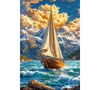 Puzzle 500 Pieces, Montagnes Océans Bateaux, 52x38 cm Divertissement Créatif, Jeu éducatif Challenge Toy, Cadeau Garcon et Fille, Puzzle Adulte 500 Pièces