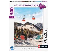 Puzzle 500 pièces Nathan Les Alpes Paul Fuentes Photo d'Art - blanc/bleu/vert/orange