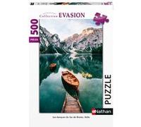 Puzzle 500 pièces Les barques du lac de Braies