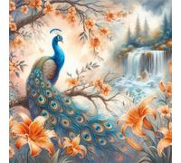 Puzzle 500 pièces,Paon aux Fleurs Orange Puzzle Adulte,Divertissement créatif,Puzzles Classiques pour Adultes et Enfants à partir de 14 Ans,Décoration Murale Artistique