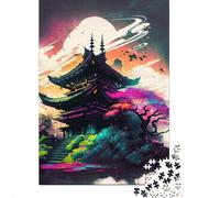 Puzzle 500 pièces Paysage Japonais Néon Puzzles en Bois Jouets éducatifs Cadeaux de Noël 500 pièces (52 x 38 cm)