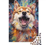 Puzzle 500 pièces Peinture psychédélique colorée de Shiba Inu Puzzle Adultes Puzzles Difficulté Puzzles Puzzle Éducation Jeux Jouets Famille Décoration 500pcs (52x38cm)