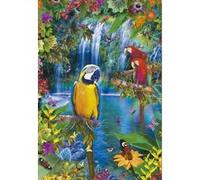 Puzzle 500 pieces perroquets au bord de la rivière dans la foret tropicale - educa collection animaux oiseaux G