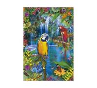 Puzzle 500 Pieces perroquets au Bord de la rivière dans la forêt Tropicale - Set Collection Animaux Oiseaux + 1 Carte