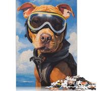 Puzzle 500 pièces Pitbull Skydiver Puzzles pour Adultes Puzzles en Bois créatifs Défi Jeu de difficulté élevée Cadeau pour Adolescents (52x38cm)