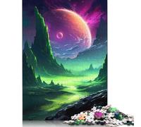 Puzzle 500 pièces Planète Verte Galactique Puzzles en Bois Jeu Éducatif Défi Jouet Cadeau de Noël 500 pièces (52x38cm)