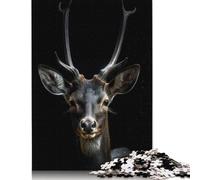 Puzzle 500 pièces Portrait de cerf Sauvage pour Adultes et Puzzle en Bois pour Les Amateurs de Puzzles 500 pièces (52 x 38 cm)