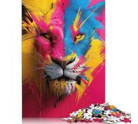 Puzzle 500 pièces Portrait de Lion coloré pour Adolescents Puzzles pour Adultes Puzzles Maison Jeux éducatifs Jouets DIY 500 pièces (52 x 38 cm)
