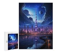 Puzzle 500 pièces pour adolescents Future Moon Light City Puzzle pour Adultes Jeux De Relaxation Vacances À La Maison Tuer Le Temps 500 PCS