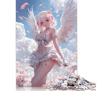 Puzzle 500 pièces pour Adultes Anime Angel Girl in Bloom Heaven Wings Puzzle carré pour Adultes et Puzzles en Bois Décoration d'intérieur Cadeaux de Vacances 500 pièces (52 x 38 cm)