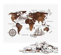 Puzzle 500 pièces pour adultes, carte vintage, puzzle carré créatif pour adultes, puzzle en bois, décoration de la maison, 500 pièces (52 x 38 cm)