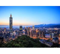 Puzzle 500 pièces pour Adultes, Coucher de Soleil sur Taipei, Taiwan, Chine, Horizon Urbain, s'assemblant Parfaitement, Cadeau pour la Famille, 52 x 38 cm