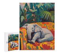 Puzzle 500 pièces pour adultes Éléphant Napping on A Sofa Jeu de réflexion pour adultes - Cadeau d'anniversaire - Entraînement du cerveau 500 pièces