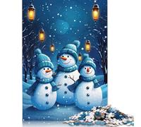 Puzzle 500 pièces pour Adultes Famille de bonhommes de Neige en Hiver Puzzles pour Adultes Puzzle en Bois Puzzles Jeu éducatif Défi Jouet 500 pièces (52 x 38 cm)