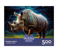 Puzzle 500 pièces pour Adultes Galaxy Rhinocéros, Puzzle carré en Bois, pièces Uniques, Jeux éducatifs Amusants, Jouets 500 pièces (52 x 38 cm)