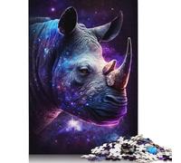 Puzzle 500 pièces pour Adultes Galaxy Rhinocéros Puzzles Jeu Familial Puzzle en Bois Cadeau de Noël 500 pièces (52 x 38 cm)