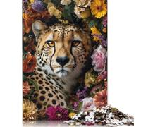 Puzzle 500 pièces pour adultes, guépard, art contemporain, puzzle carré pour adultes et puzzles en bois, décoration de la maison, 500 pièces (52 x 38 cm)