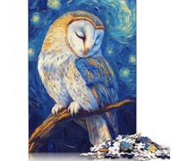 Puzzle 500 pièces pour Adultes Hibou dans la Nuit étoilée Puzzles pour Adultes et Puzzles en Bois Décoration de la Maison Cadeaux de Vacances 500 pièces (52 x 38 cm)