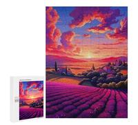 Puzzle 500 pièces pour adultes Lavender Fields at Sunset puzzle jouet décoration murale, mais amusant et humoristique, cadeau d'anniversaire unique 500 pièces